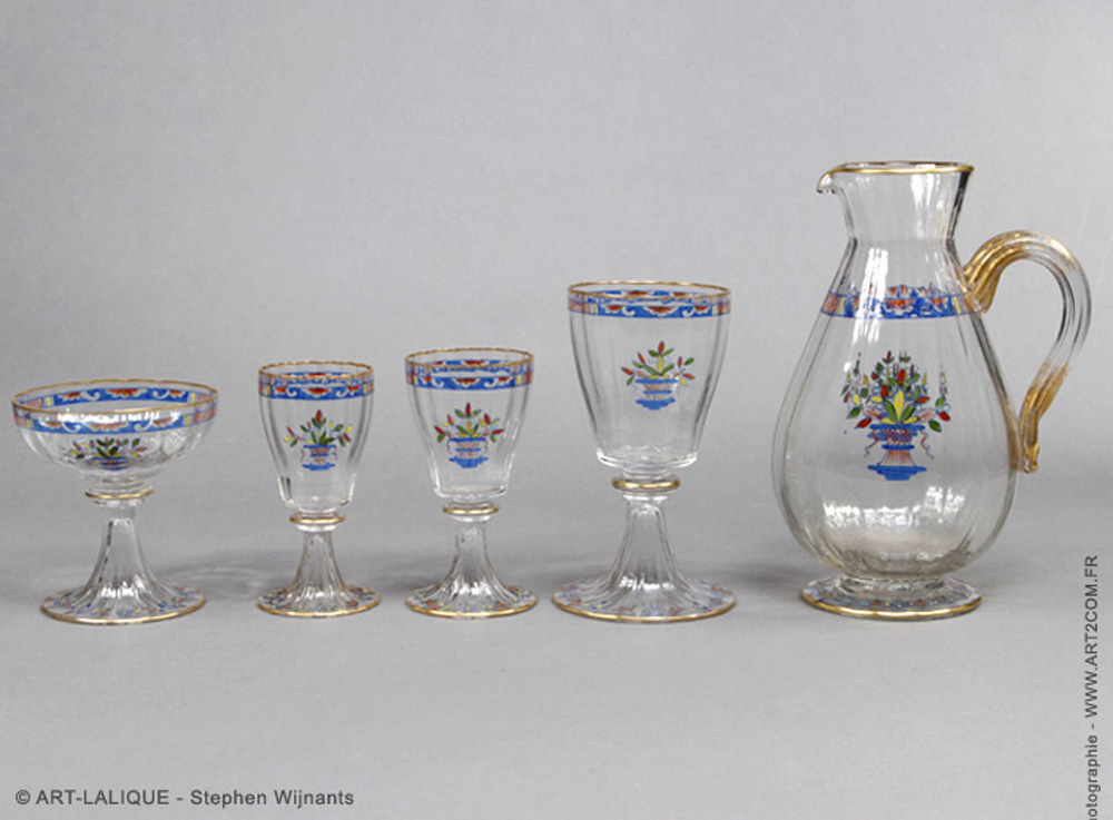 Glasses and pitcher DAUM 1910